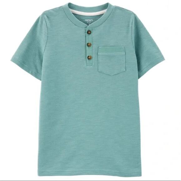 Carters Other - Carters Baby Boys Green Short Sleeve Henley Quarter Button T-Shirt Size 9 Months